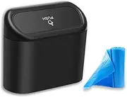 Portable Car Trash Cans, Car Door Trash Can, Trash Can with Lid, Small Waste Basket, Multifunctional Waste Basket, Car Office Home Garbage Can, Trash Organizer, Black bin