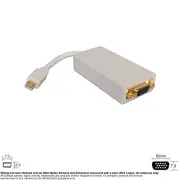 Adapter Video DP Mini Displayport Male VGA D-Sub HD15 15 Pin Female 7" White