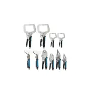 888 Series 10Pcs Locking Plier Set - C-Type Long Nose Curved Jaw Sheet Metal