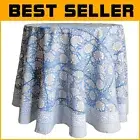 Versatile 72" Round Tablecloth - Handblock Floral Print Azora Blue Cotton Fabric