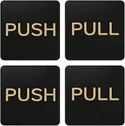 uxcell 2Set Push Pull Door Stickers, 3in Push and Pull Signs Plate Acrylic Vertical Self-Adhesive for Doors Glass Window Business Stores, Square, Black Gold