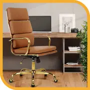 Furb Ergonomic Executive Eames Office Chair Height Adjustable Gold/Brown