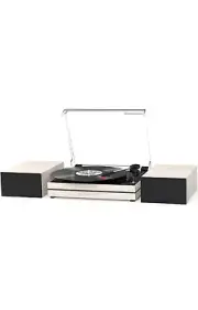 Record Player for Vinyl with External Speakers, Belt-Drive Turntable with Dual S