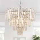DORESshop 6 Lights Chrome Crystal Chandeliers 17.9” Modern Crystal Chandelier...