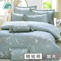 在飛比找momo購物網優惠-【幸福晨光】精梳棉六件式兩用被床罩組 / 空藍沐葉 台灣製(