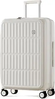 [Generic] Carry On Luggage Suitcases with Wheels: Checked 24 inch Luggage with 8 Spinner Wheels, Expandable Large Suitcase with 100% PC Hard Shell Travel Luggage Suitcases (Coconut White)