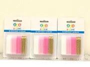 3 - 321 Party! Pink White & Gold Spiral Birthday Party Candles 24 Pack