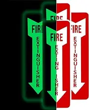 Fire Extinguisher Sign, 4 Pack Of Fire Extinguisher Sticker, Glow In The Dark 18 Mil Thick Durable - Weatherproof Self Adhesive Photoluminescent And UV Protected Safety Signs red