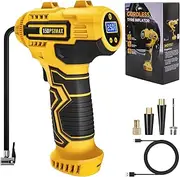 Skeufy Cordless Tyre Inflator Air Compressor, Max 150PSI Car Tyre Pump Portable Handheld with USB Rechargeable Battery, Digital Tyre Pump for Car, Bicycles, Football