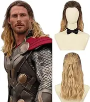 QUEENTAS Long Black Brown Wigs for Men Synthetic Cosplay Hair Wig