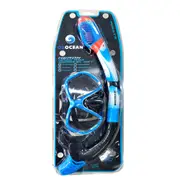 2pc Oz Ocean Heron Family Swimming Beach Goggles Mask & Snorkel Set Blue/Black