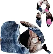 [CWAGFEQZ] Scrub Caps Women,Scrub Hats Suitable for Women,Funny Cat