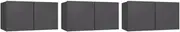 Hanging TV Cabinet Set of 3 - Grey 60x30x30 cm, Space-Saving Wall Mounted TV Unit for Small Living Rooms, Modern & Sturdy Design