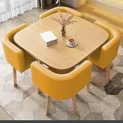 ZYZSY Square Furniture Conference Room Table, Negotiation Table and Chair Set, Small Conference Table for 4, Rest Area Small Apartment Balcony Leisure Table and Chair(Yellow)