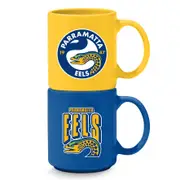 Parramatta Eels NRL Set of 2 Stackable Ceramic Coffee Mug Cups