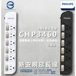 『燈后』附發票 PHILIPS飛利浦 6切6座延長線 1.8M 白 CHP3460WA/96 延長線 可壁掛 隱藏式開關