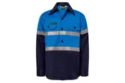 Workcraft Kids Hi-vis Cotton Taped Shirt WSK129 - Cobalt/Navy