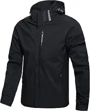 [Hikevitang] Men's Lightweight Waterproof Rain Jacket,Shell Hooded Outdoor Raincoat Hiking Windbreake jacket