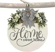 Door Sign for Home Sweet Home Door Sign for Home Sweet Home Spring Welcome Sign | 30cm Eucalyptus Farmhouse Decor Spring Wreath