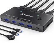 8K USB 3.0 KVM Switch HDMI 2 Port 8K@60Hz 4K@120Hz,HDMI 2.1 KVM Switch for 2 ...