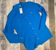 Lino By Chico's Lagoon Blue Linen Long Sleeve Tunic Size 00(0/2) NWT $68