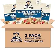 Quaker Oatmeal Squares Breakfast Cereal, Brown Sugar, 14.5oz Boxes (3 Pack)