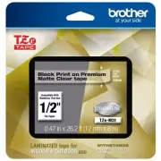 Brother TZeM31 P-Touch 1/2x26.2' BLACK on MATTE CLEAR Flexible Lam Label Tape