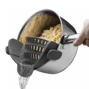 Catzon Clip On Silicone Strainer for All Pots & Pans Hands-Free Colander-Grey