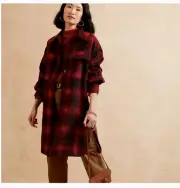NEW BANANA REPUBLIC FACTORY FLANNEL RED PLAID SHACKET EXTRA LARGE TALL XL T 7806