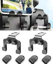 Whoopee Keykey 2 Pcs 2024 Upgrade Car Purse Hook, 3 in 1 Car Seat Headrest Hooks, Durable Hanger Storage Holder,Organizer for Hanging Grocery Bags and Phone Holder