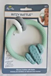 Itzy Ritzy Baby Infant Green Cactus Silicone Teether with Rattle 3m+ New
