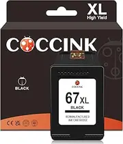 COCCINK 67XL Black Remanufactured Ink Cartridge Compatible with HP 67 for DeskJet 2800e 2842e 2855e 4255e Envy 6020e 6034e 6475 6455e 6055e 6058 6452e Printer for HP67XL HP 67XL HP 67 Black