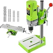 Electric Drill, 710W Bench Drill Press with Cross Vise and Drill Bit Set, 6 Gears Adjustable, Rotation Speed 0~2800R/min, Multifunction Drill Press for DIY, Woodworking, Home Repair