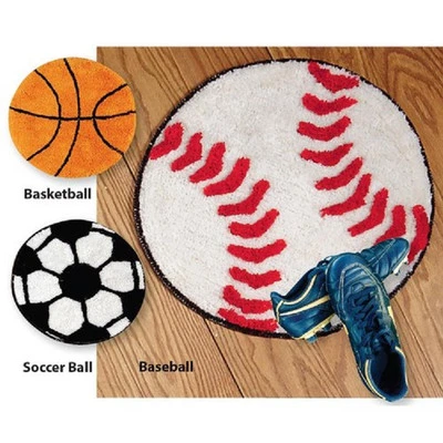 NEW! Basketball THROW RUG WASHABLE Anti-Skid backing! 20" Diameter Ball Sports