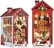 UONNO DIY Miniature House Kit with LED Lights - 3D Book Nook Kit Wooden Puzzle for Adults, Christmas Craft Decor, Creative Book Lovers Gift, Home Decor Model