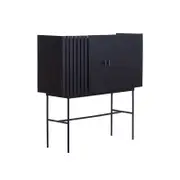 SHANTI 120cm Tall Sideboard Solid Acacia Wood Modern Furniture - Black
