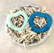 Food Grade Silicone Infant Baby Boy Heart Shaped BPA Free Baby Teether Set of 2