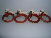 NEW 4 ea 2" diameter Grapevine & Wooden Handpainted Snow Geese Napkin Rings