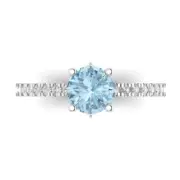 1.51Ct Round Cut Natural Sky Blue Topaz Gold Engagement Promise Bridal Ring