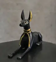 Egyptian Classical God Anubis Jackal Dog Figurine 5.5"L Deity of Afterlife Small