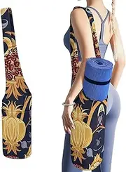 JKLQWH Hand Drawn Pomegranate Printed Yoga Mat Bag Long Tote with Pockets for Your Yoga Accessories Exercise Yoga Mat Carrier Holder Multi-Functional Storage Bag Holds Most Pilates Mats