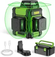 Rechargeable 360° Green Laser Level - Perfect for Construction & Picture Hanging