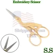 Stork Sewing Embroidery Scissor 3.5", Gold Plated New BTS-651