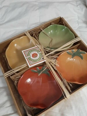 Williams Sonoma Ceramic Heirloom Tomato Dipping Salsa or Oil Bowls Holiday Gift