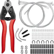96pcs Bike Brake Cable Kit, Bicycle Shift Derailleur Cable Housing with End Caps, V Brake Noodle Cable, C-Clip, S-Hooks, Cycling Accessories Easy Install Easy to Use