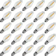 25Pack C7 LED Christmas Light Bulb, E12 Base Waterproof LED Bulbs for String Lig