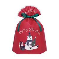 在飛比找誠品線上優惠-日本 indigo 聖誕包裝束口袋/ LL/ 北極熊/ 紅色