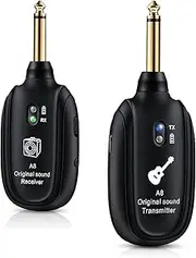 IsMwav A8 Wireless Guitar System Rechargeable UHF Audio Wireless Transmitter Receiver for Guitar Bass Violin Keyboard