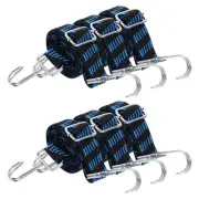 6Pcs 39 Inch Adjustable Bungee Cords Straps with Hooks, Black Blue