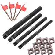 4pcs 7 8 10 12 mm Lathe Turning Tool Holder Boring Bar CCMT060204 Inserts Set